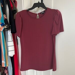 Express Dark Red Short Sleeve Top
